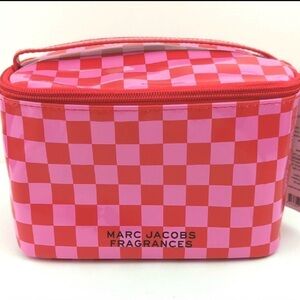 NEW! Marc Jacobs Fragrance Pink/Red Checkered Vanity Bag & 3 Marc Jacob Samples